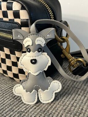 Schnauzer Gray and White dog Bag Charm NEW faux leather purse accessory